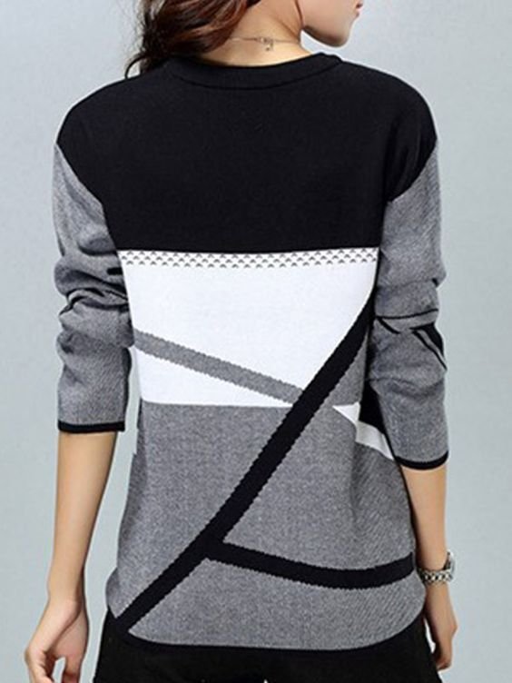Yarn/Wool Yarn Casual Geometric Sweater