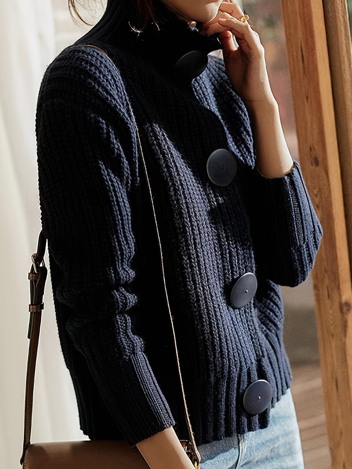 Women's Cardigan Sweater Shirt Collar Zip Ribbed Knit Cotton Zipper Fall Winter Daily Going out Weekend Stylish Casual Soft Long Sleeve Solid Color