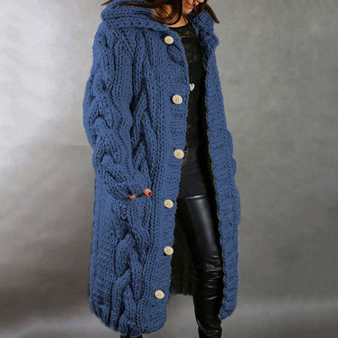 Casual Wool/Knitting Plain Cardigan