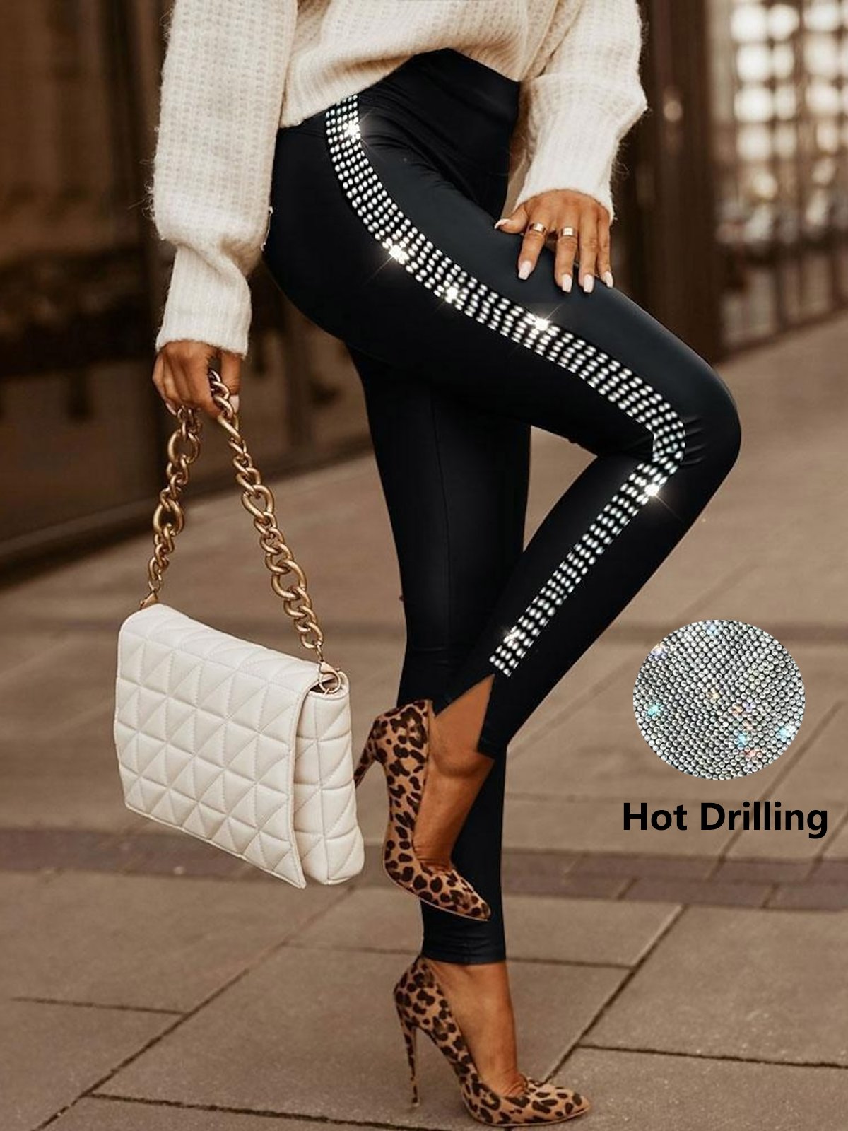 Hot Drilling Tight Casual Leggings