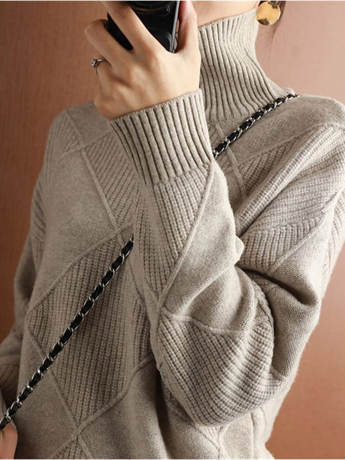 Wool/Knitting Turtleneck Casual Sweater