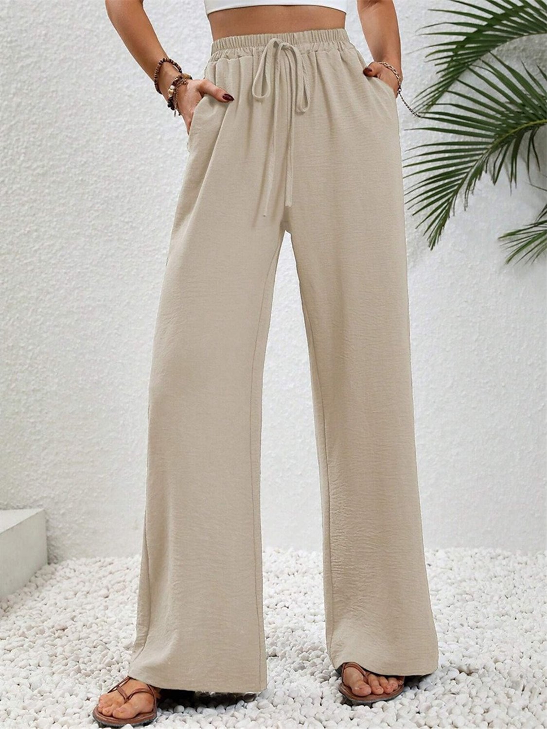 Pocket Stitching Casual Plain Pants | roselinlin