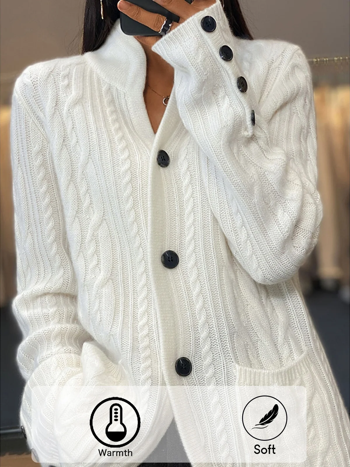 Loose Wool/Knitting Casual Cardigan（Can Be Worn Up To A Weight Of 130 Pounds)