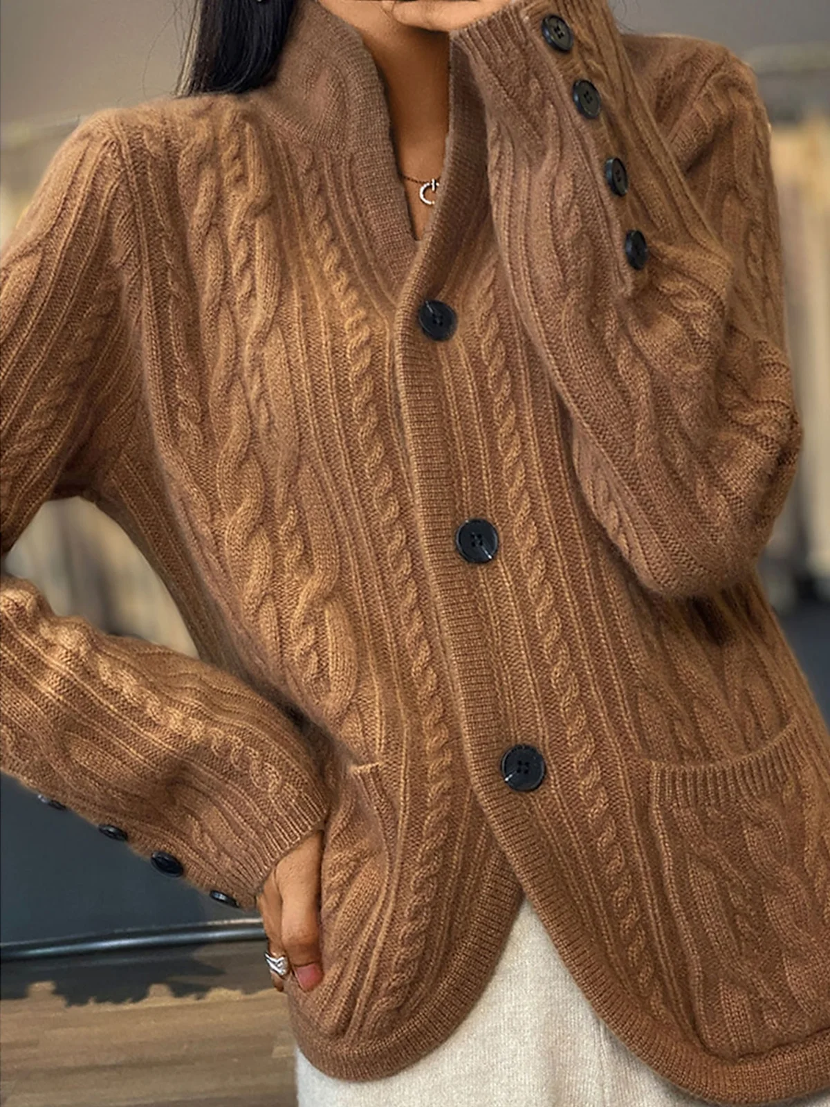 Loose Wool/Knitting Casual Cardigan（Can Be Worn Up To A Weight Of 130 Pounds)