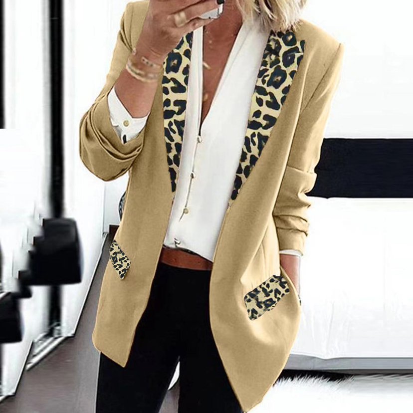 Casual Leopard Long Sleeve Blazer