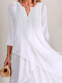 Women's Casual Dress Cotton Linen Dress Swing Dress Maxi long Dress Cotton Blend Basic Elegant Outdoor Daily V Neck Button Pocket Summer Spring Regular Fit Plain