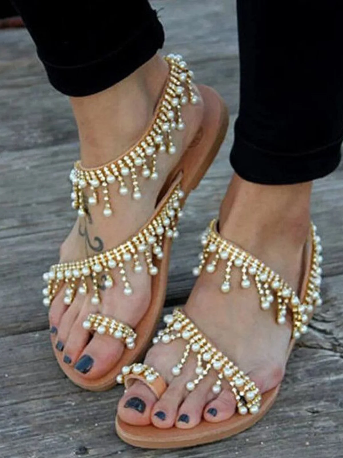 Pu Boho Slide Sandals