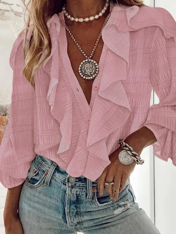 V Neck Casual Blouse