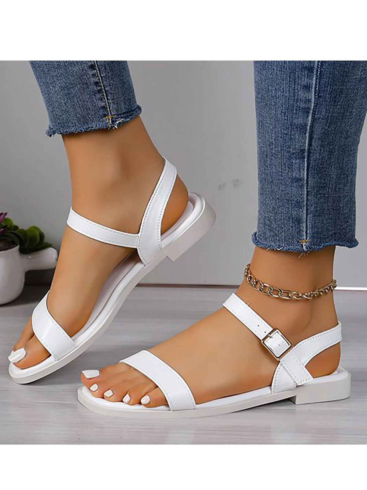 Pu Plain Vacation Summer Sandal