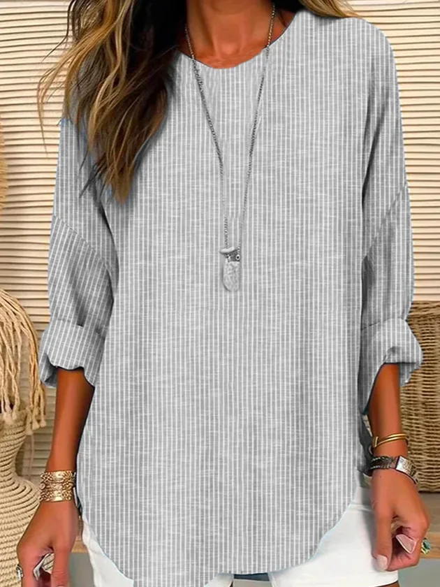 Striped Casual Linen Style Shirt