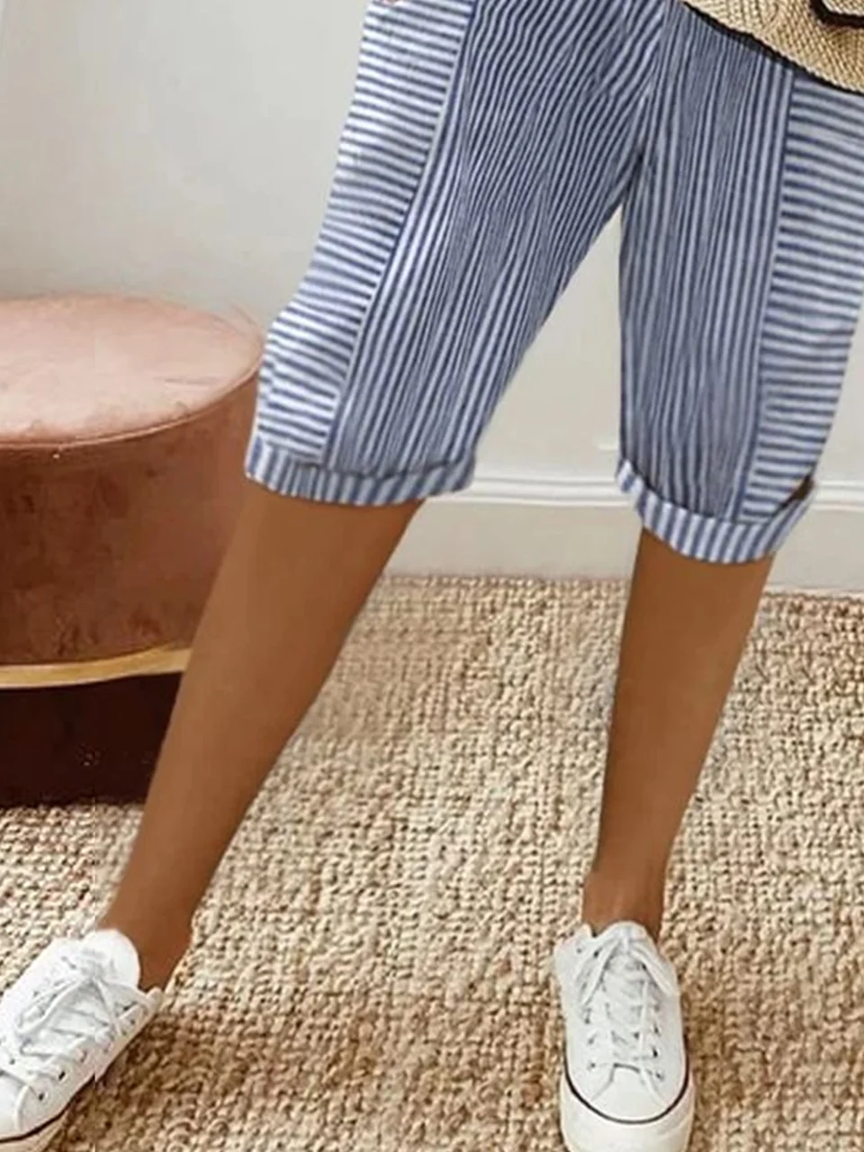 Casual Cotton Striped Pants
