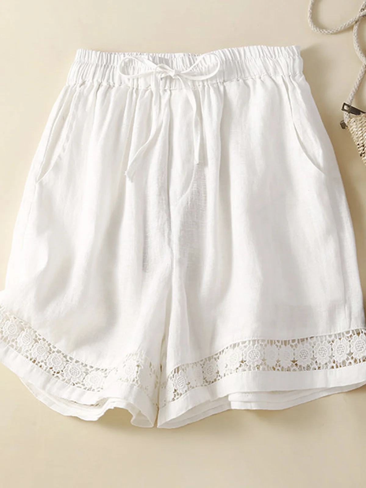 Casual Cotton And Linen Loose Shorts