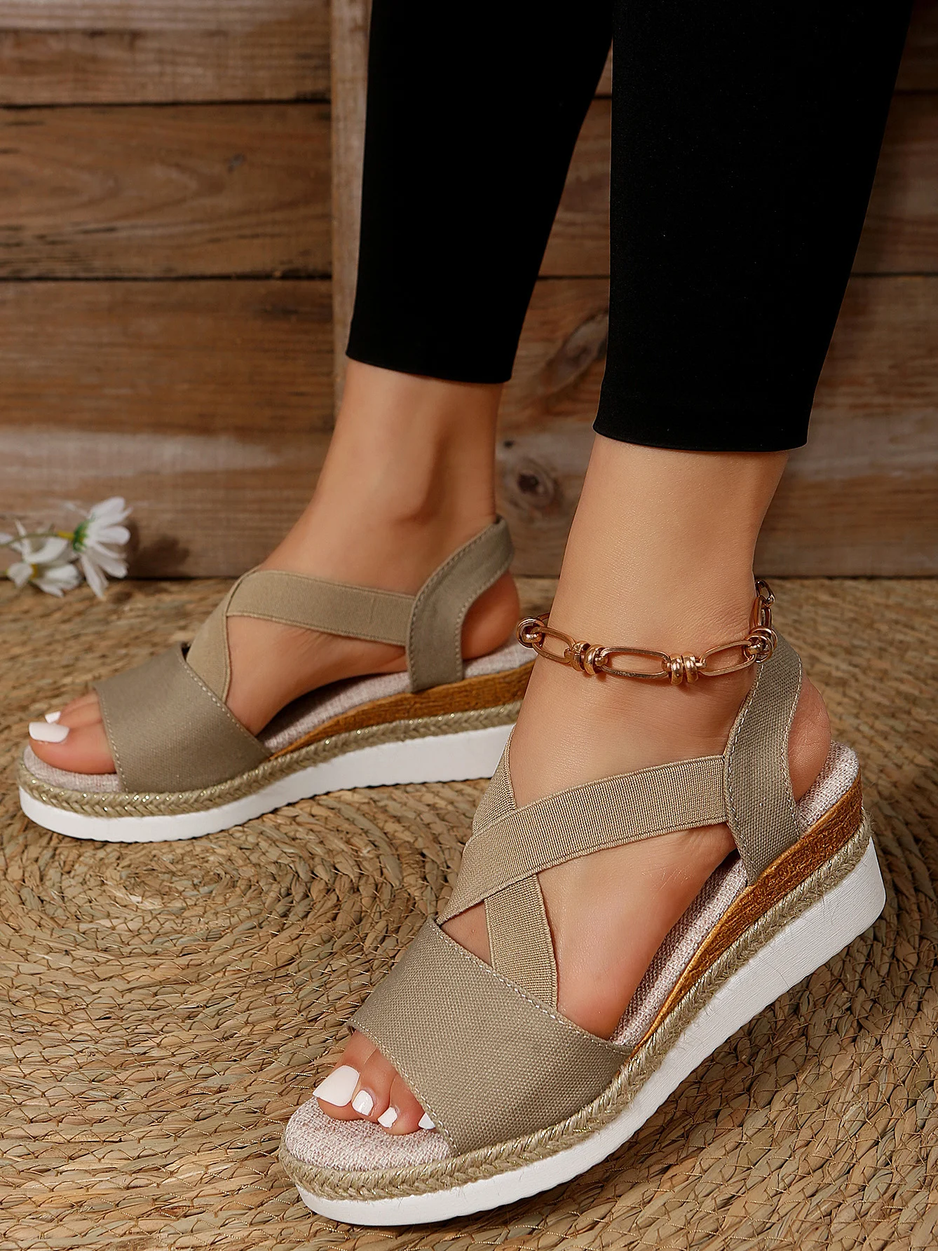 Synthetic Leather Vacation Geometric Slide Sandals