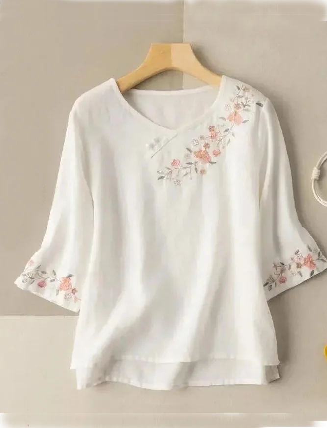 Casual Asymmetrical Loose Cotton-Blend Shirt