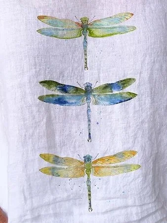 Simple Dragonfly Linen Style Shirt