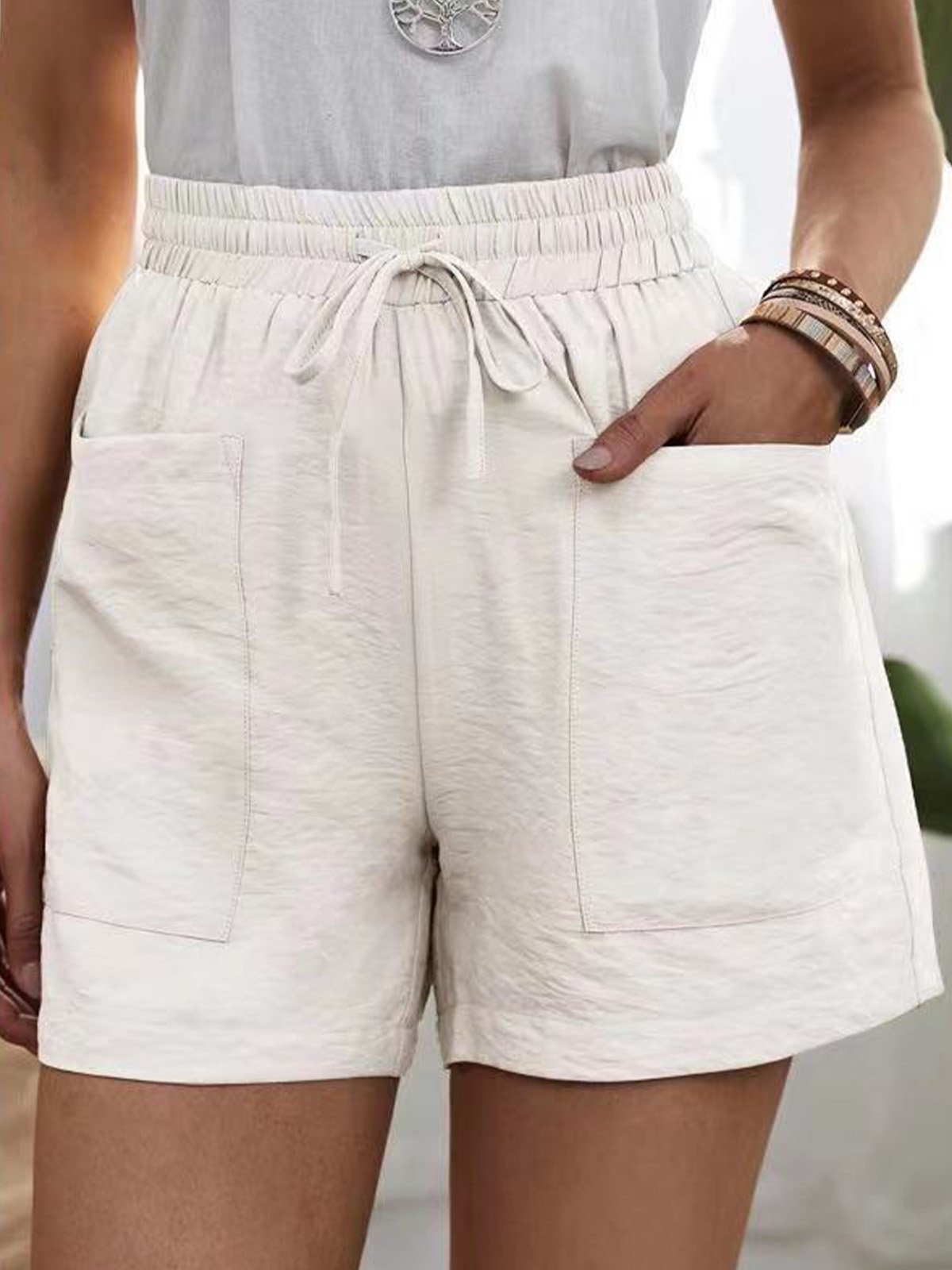 Casual Linen Blend Plain Pants