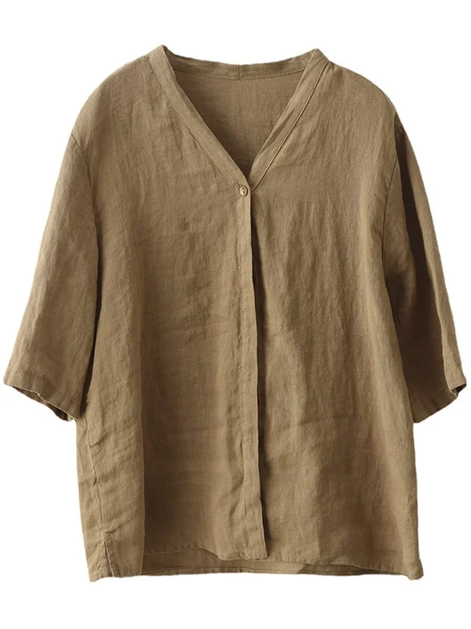 Cotton And Linen Casual Blouse | roselinlin