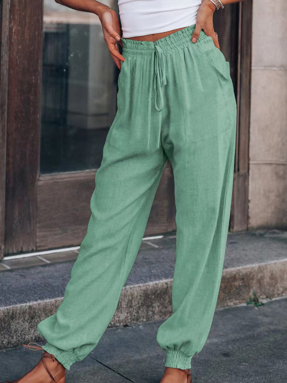 Loose Plain Casual Pants