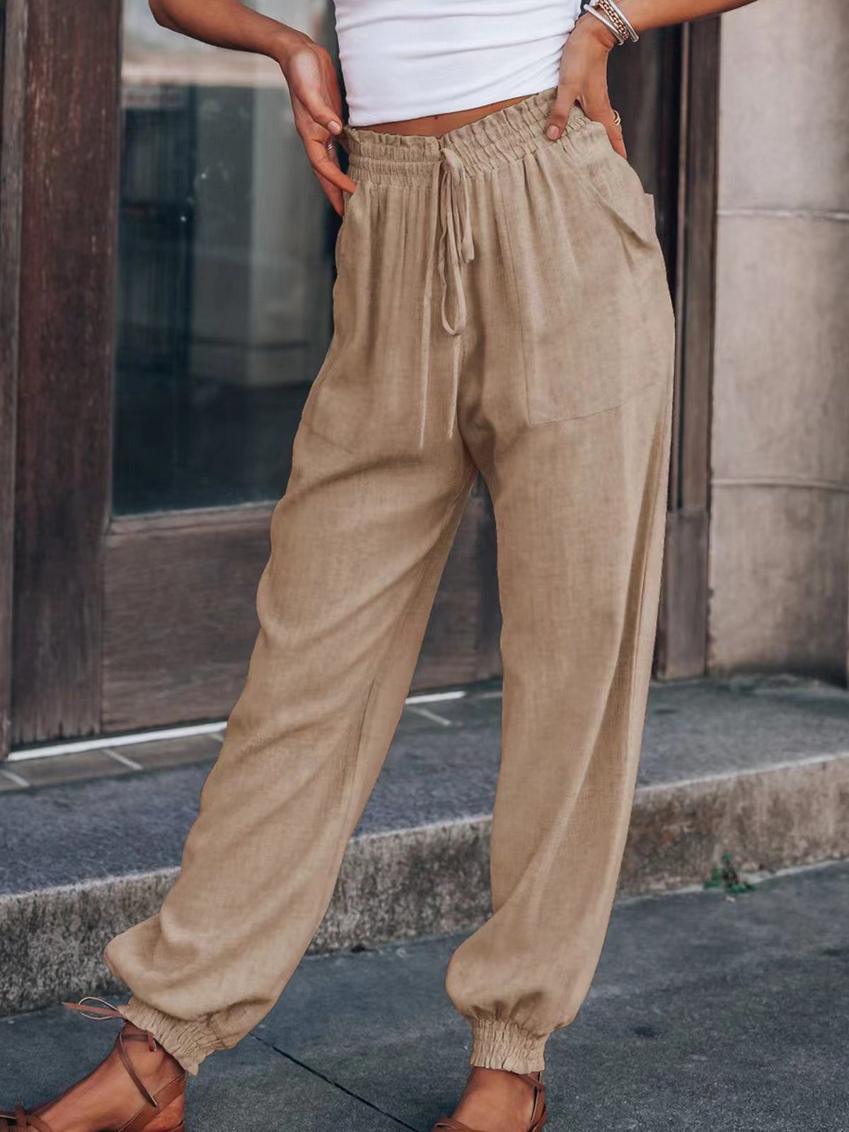 Loose Plain Casual Pants