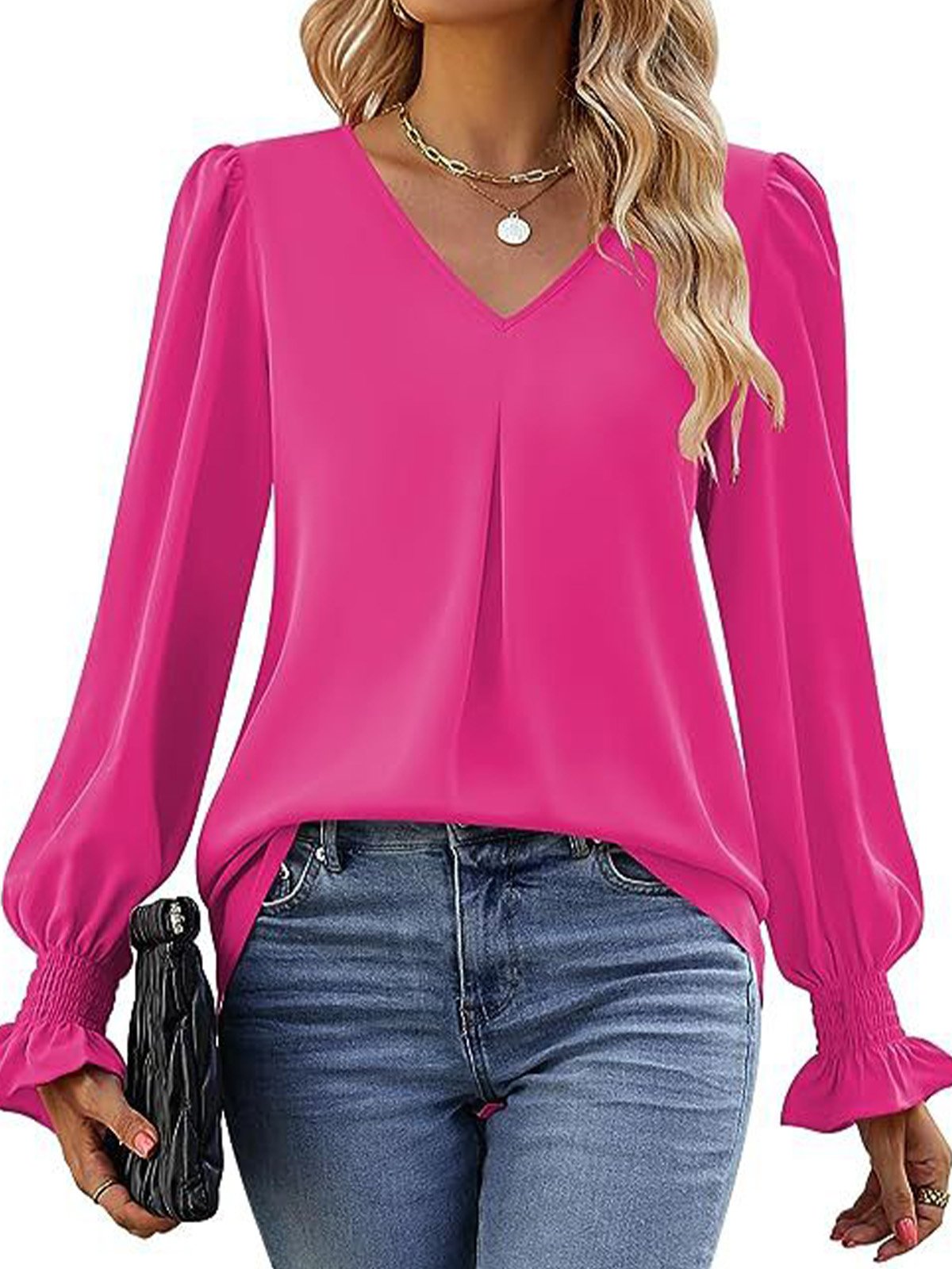 Casual Flare Sleeve Chiffon Shirt