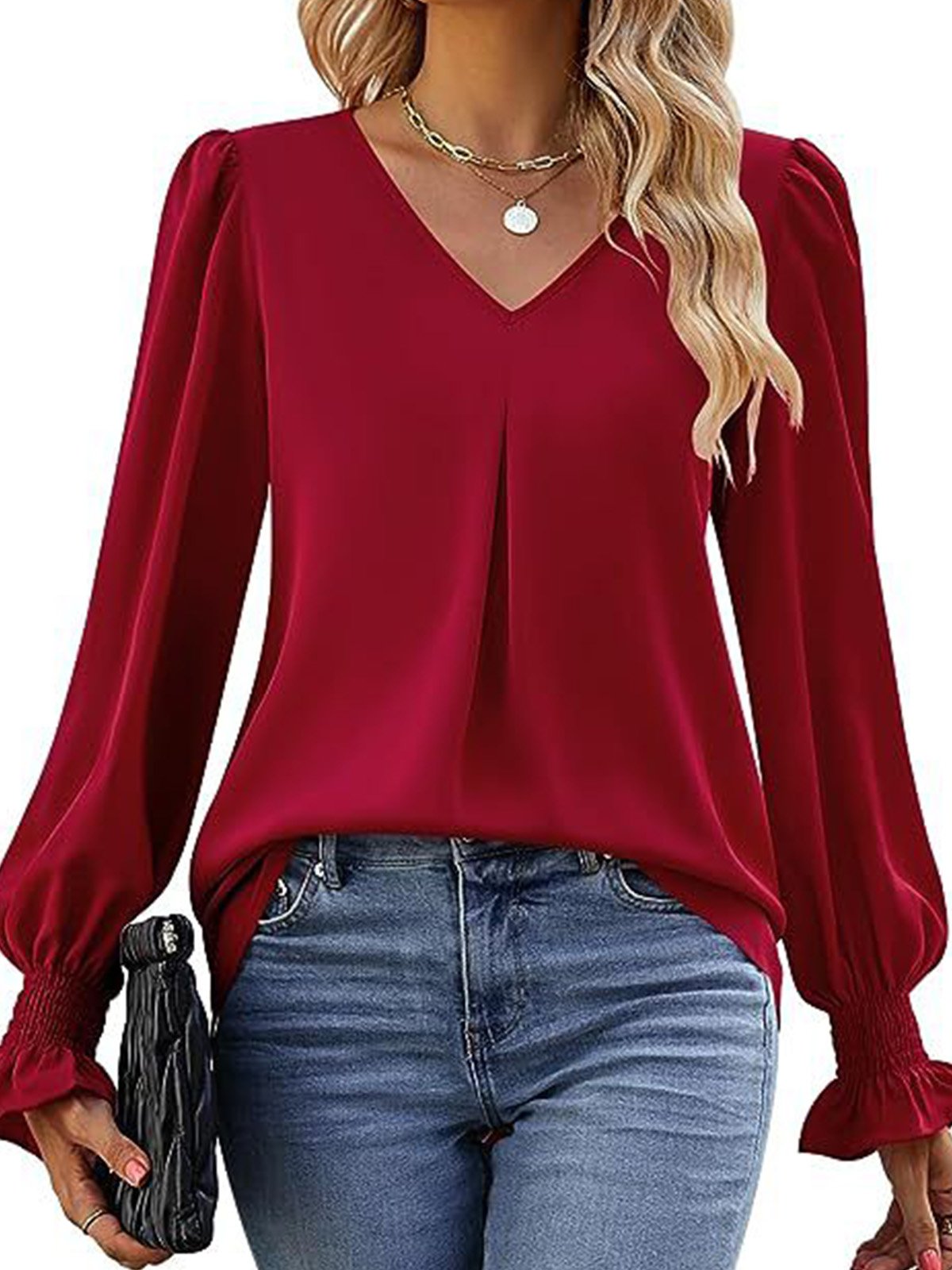 Casual Flare Sleeve Chiffon Shirt