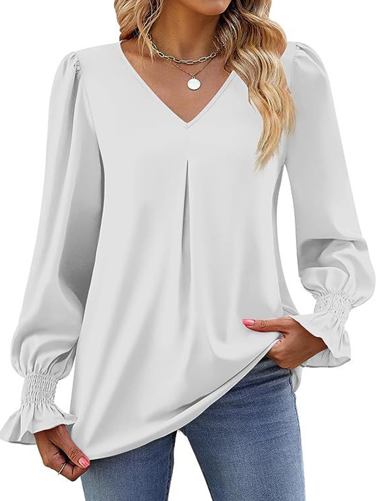 Casual Flare Sleeve Chiffon Shirt