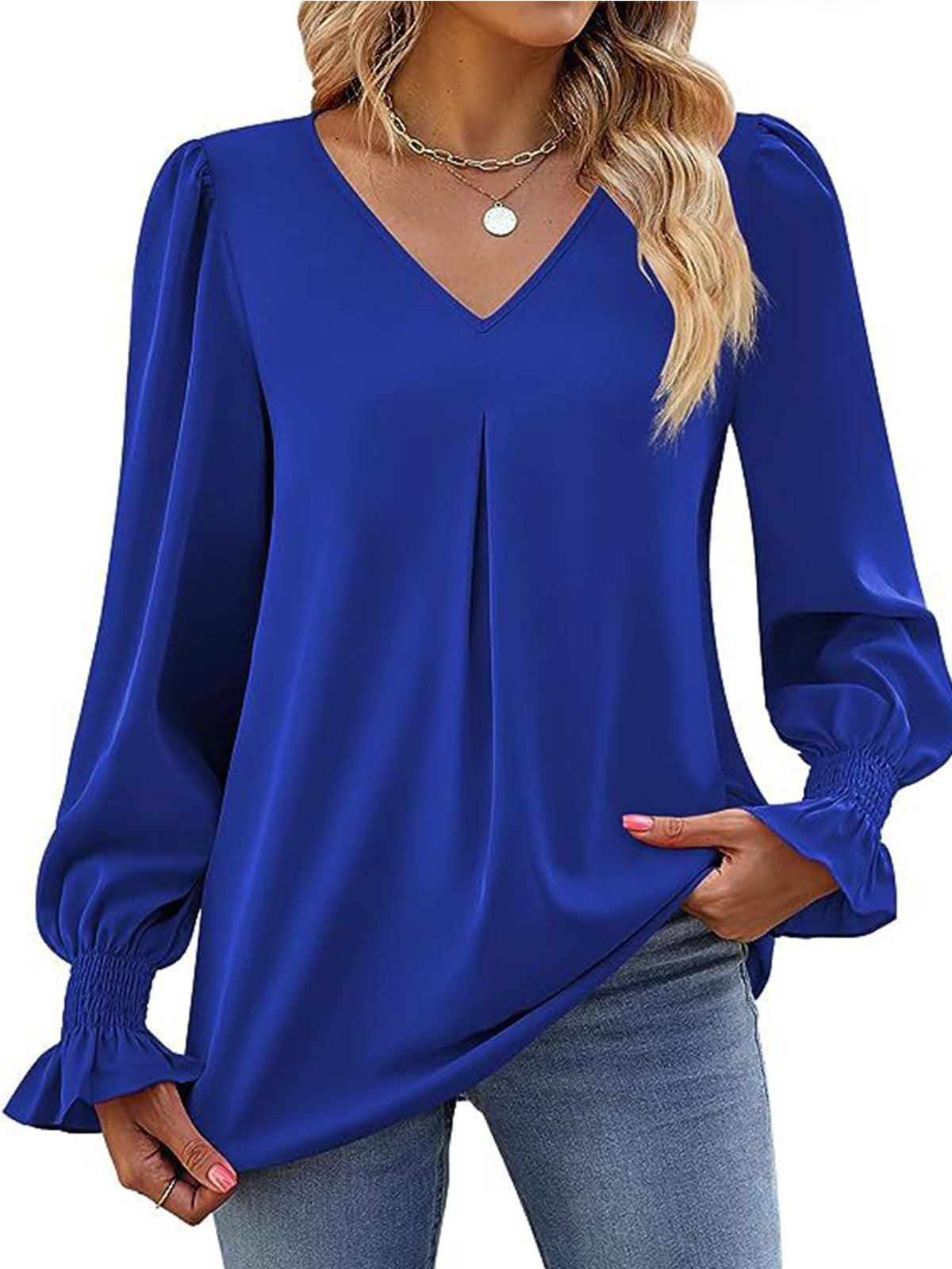 Casual Flare Sleeve Chiffon Shirt