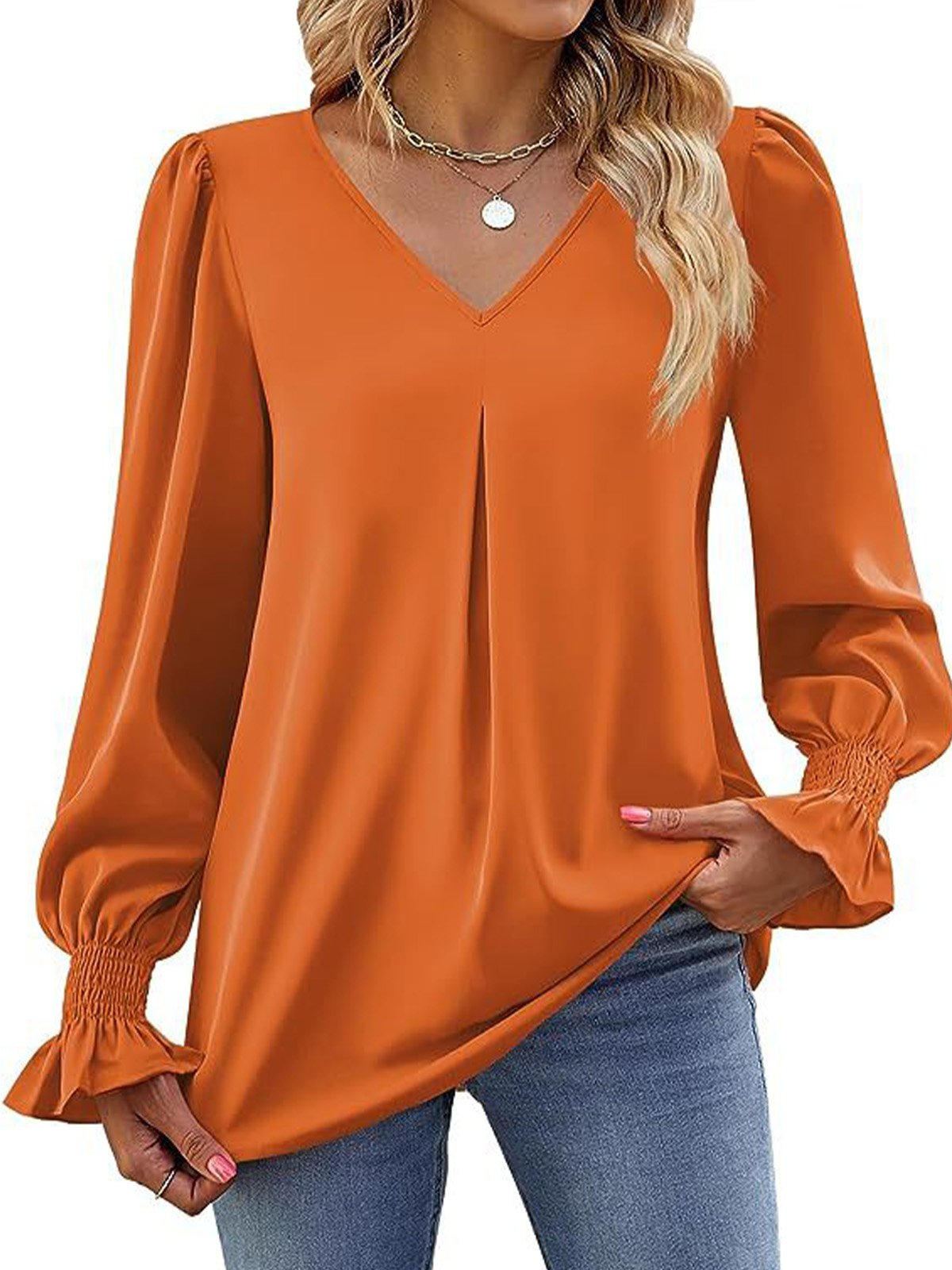 Casual Flare Sleeve Chiffon Shirt