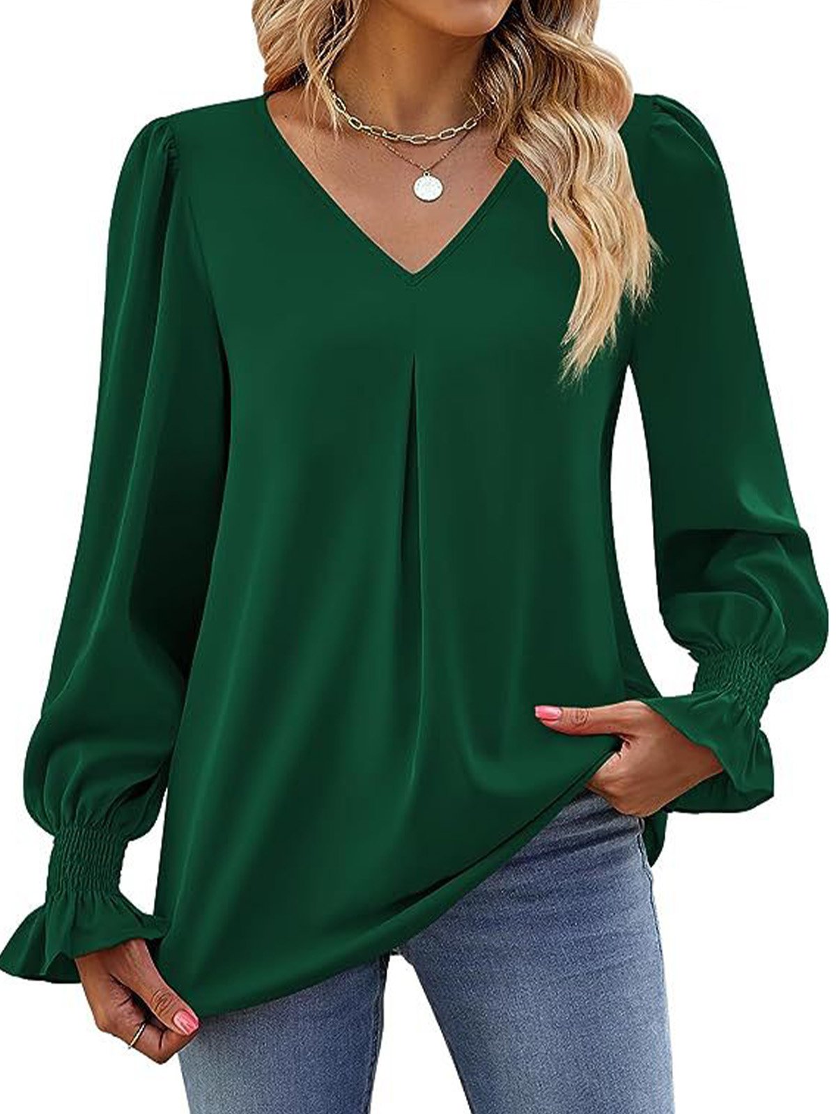 Casual Flare Sleeve Chiffon Shirt