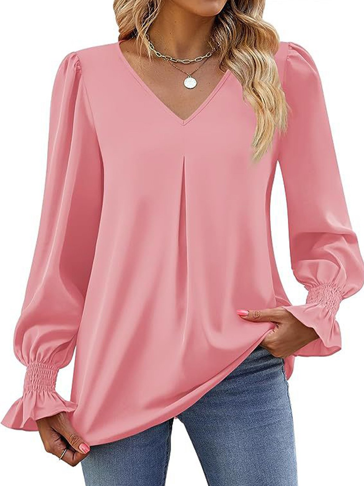 Casual Flare Sleeve Chiffon Shirt