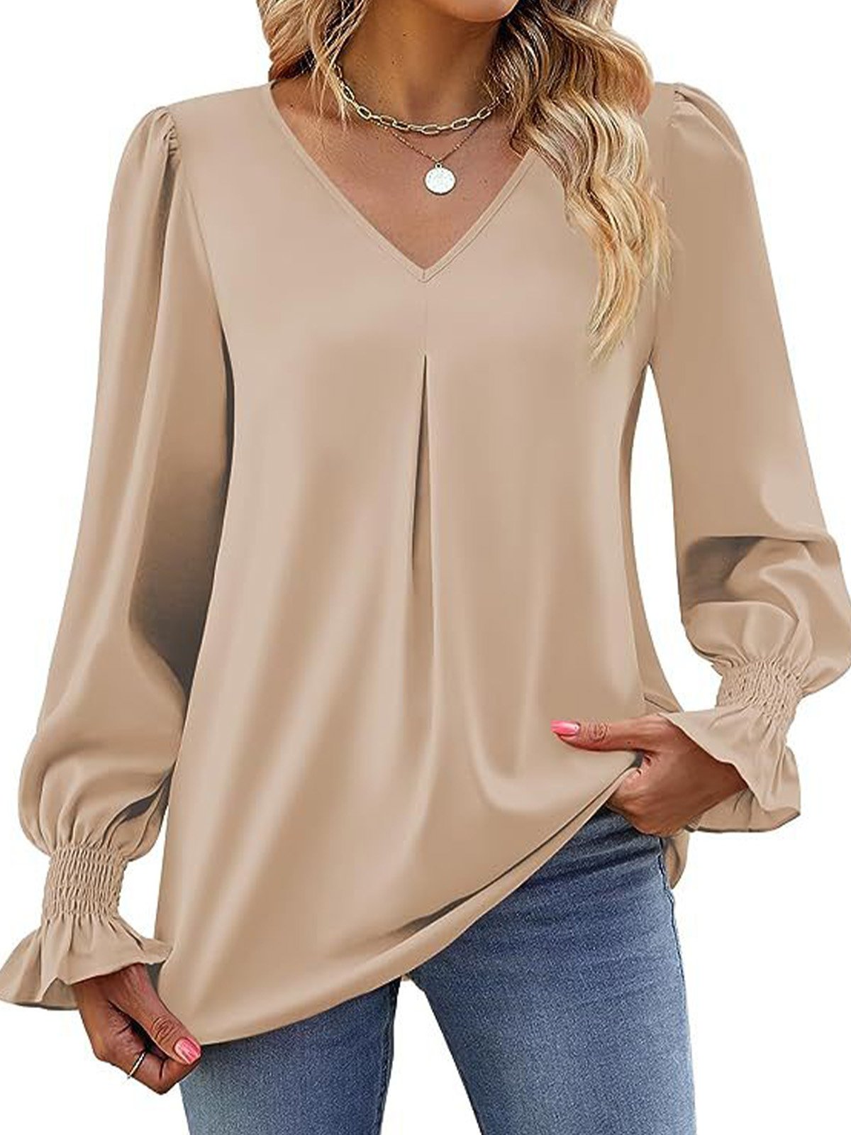 Casual Flare Sleeve Chiffon Shirt