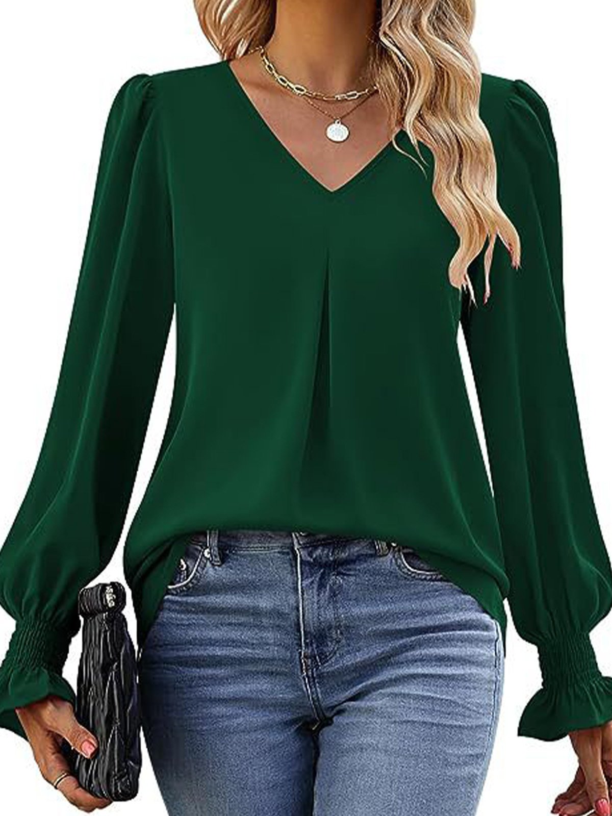 Casual Flare Sleeve Chiffon Shirt