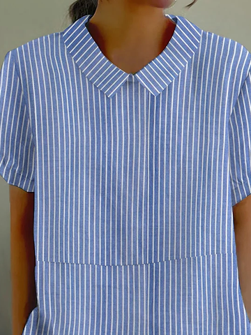 Striped Loose Shirt Collar Casual Shirt