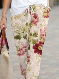 Floral Linen Loose Pants