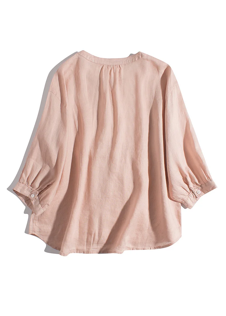 Plain Casual Stand Collar Loose Blouse