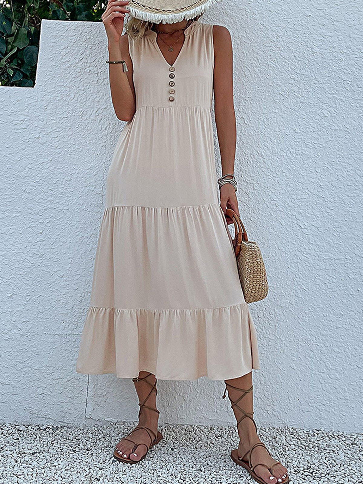 Plain Casual Dress With No