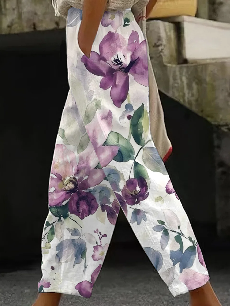Casual Floral Cotton And Linen Pants | roselinlin