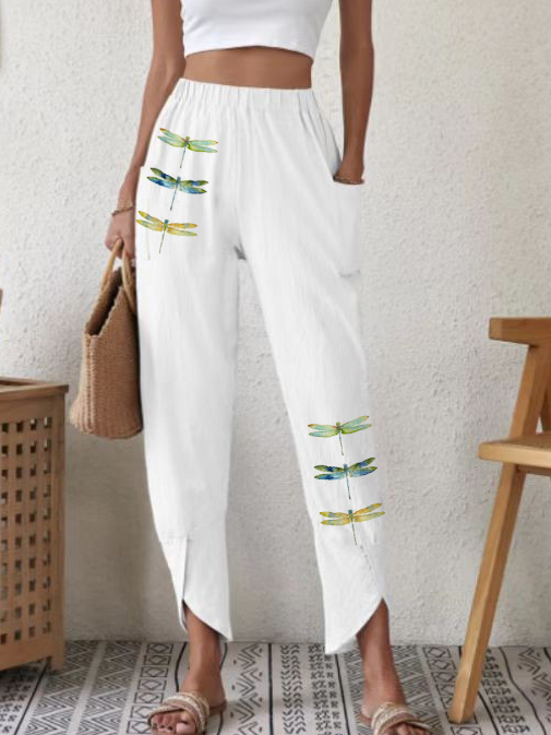 Loose Cotton Casual Dragonfly Pants