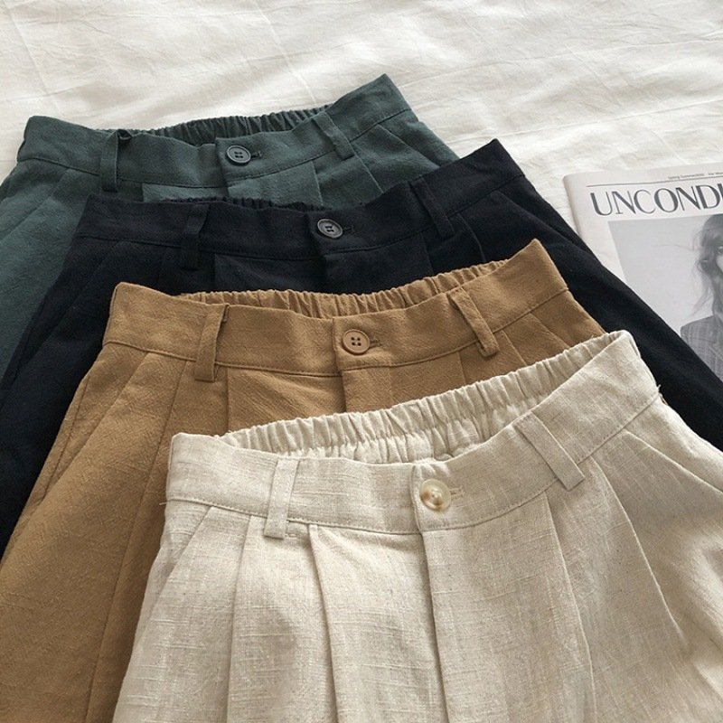 Plain Casual Loose Cotton Shorts