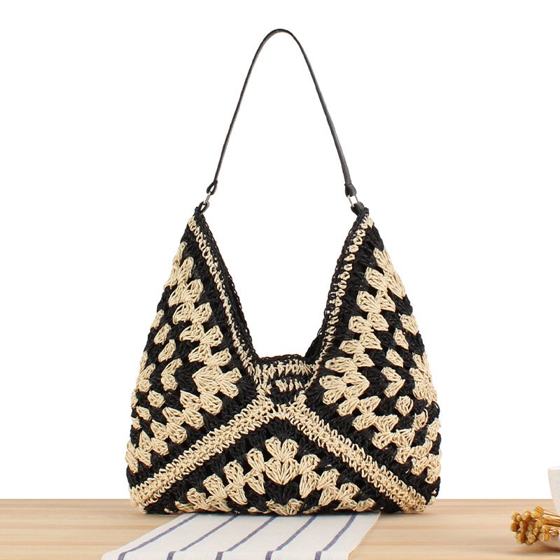 2024 popular hot style large-capacity woven bag, versatile and fashionable straw bag, holiday commuter shoulder bag