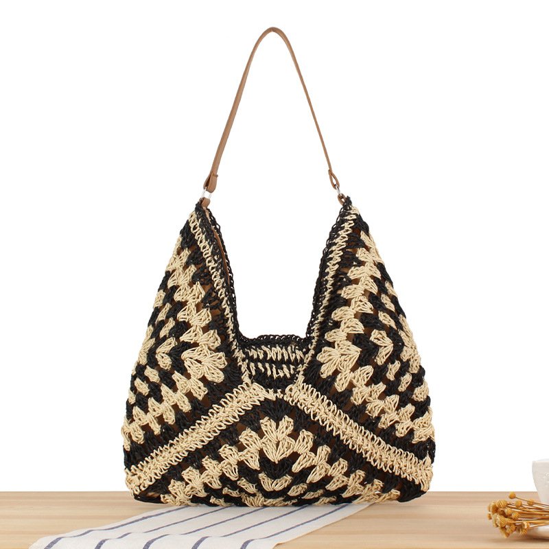 2024 popular hot style large-capacity woven bag, versatile and fashionable straw bag, holiday commuter shoulder bag