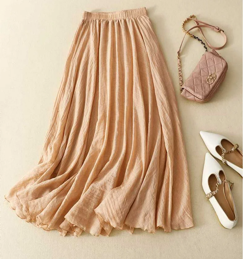 Plain Cotton Casual Loose Skirt