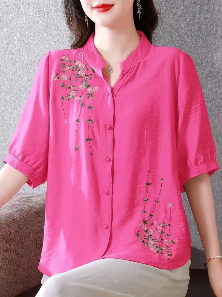 Stand Collar Loose Casual Blouse