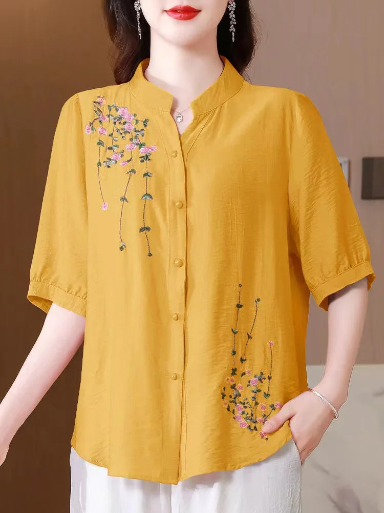 Stand Collar Loose Casual Blouse