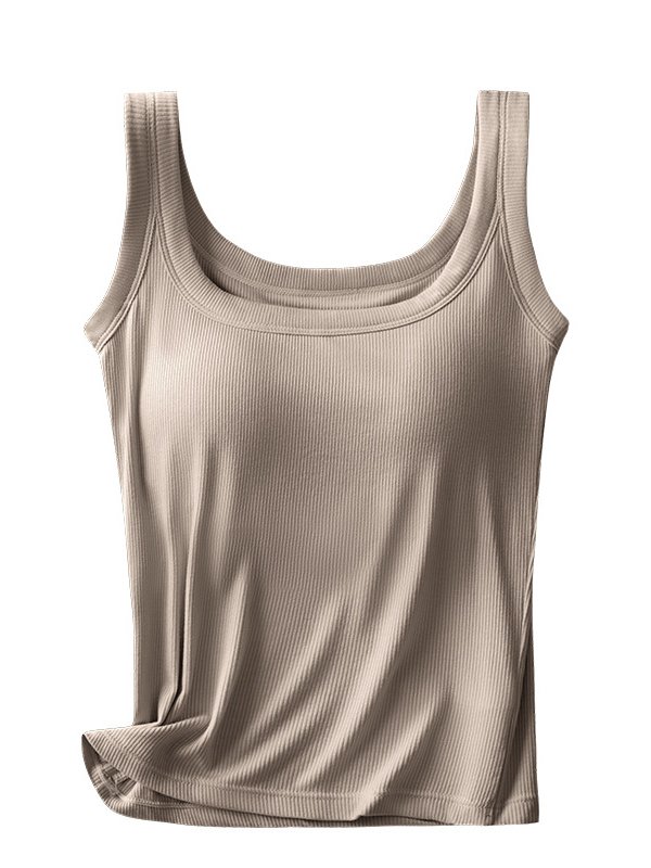 Casual Knitted Crew Neck Plain Tank Top