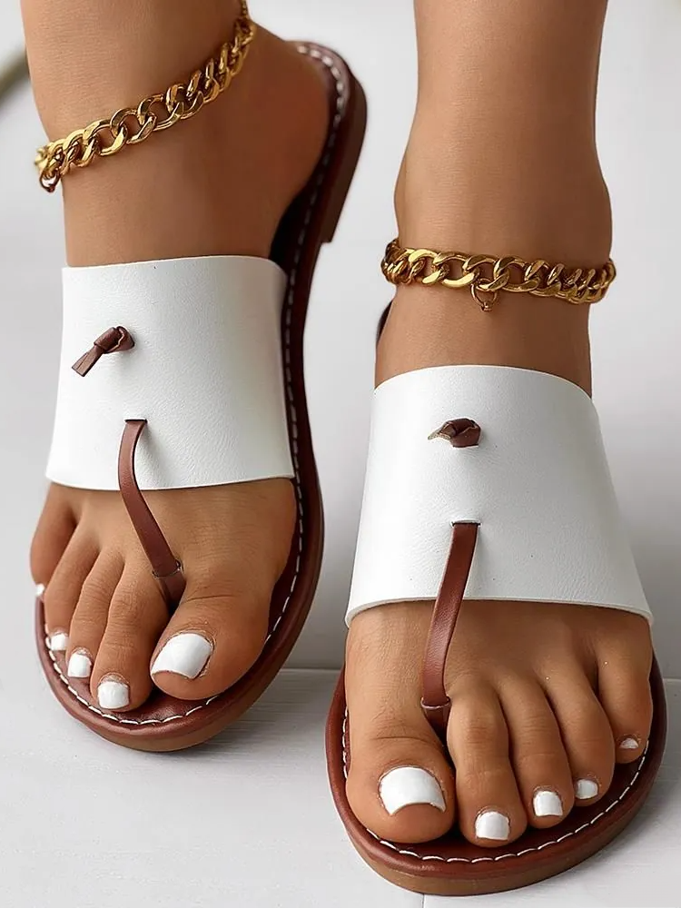 Pu Vacation Summer Plain Slide Sandals