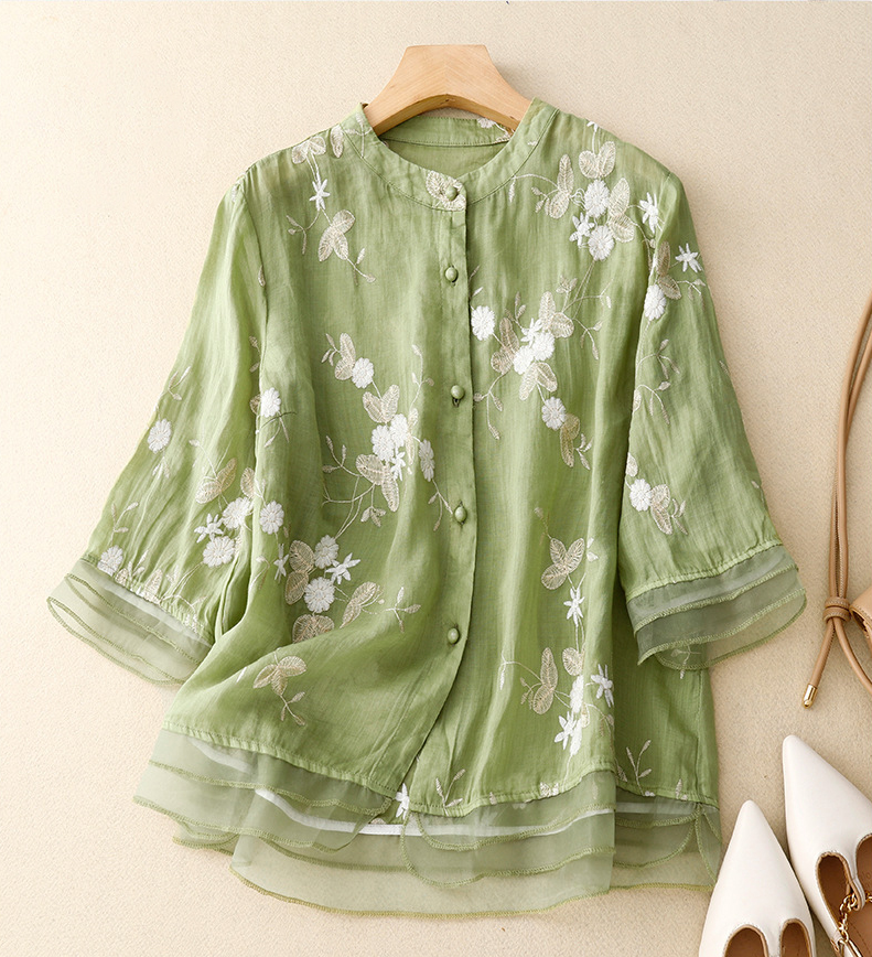 Embroidery Patterns Cotton Loose Casual Blouse