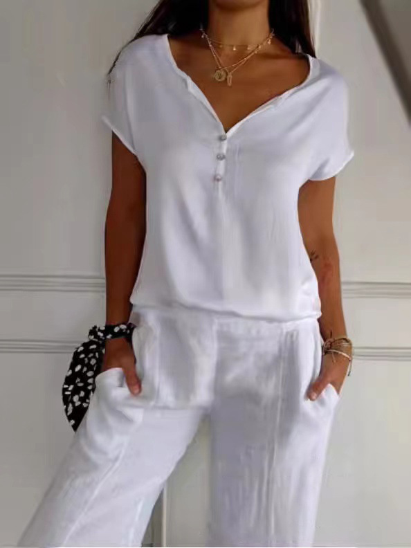 V Neck Plain Casual Blouse