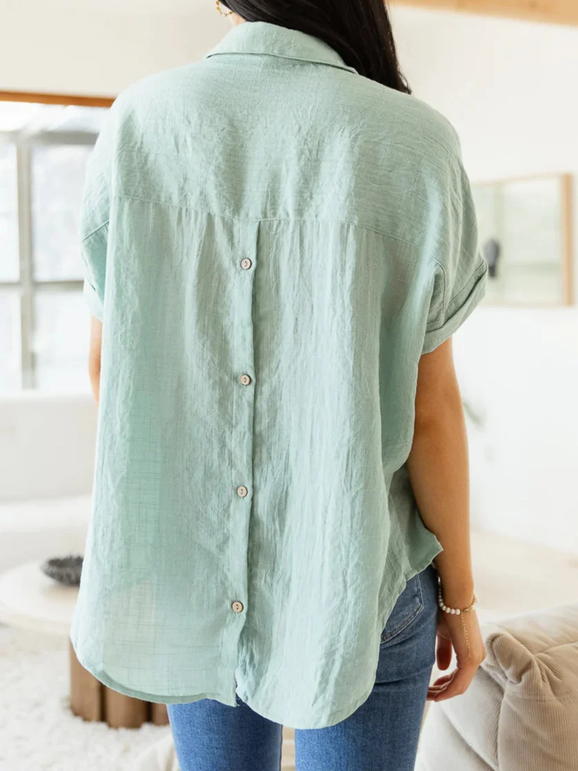 Plain Cotton Loose Vacation Blouse