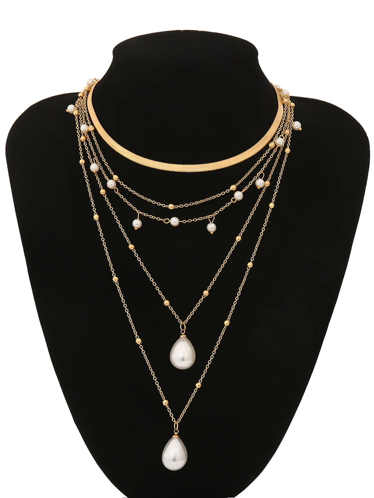 2pcs/set Elegant Imitation Pearl Multilayer Pendant Necklace